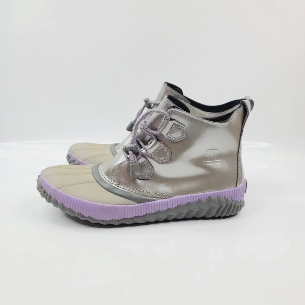 Sorel Women's Silver Out N About Plus NY2998-052‎ Ankle Rain Duck Boot Size 7